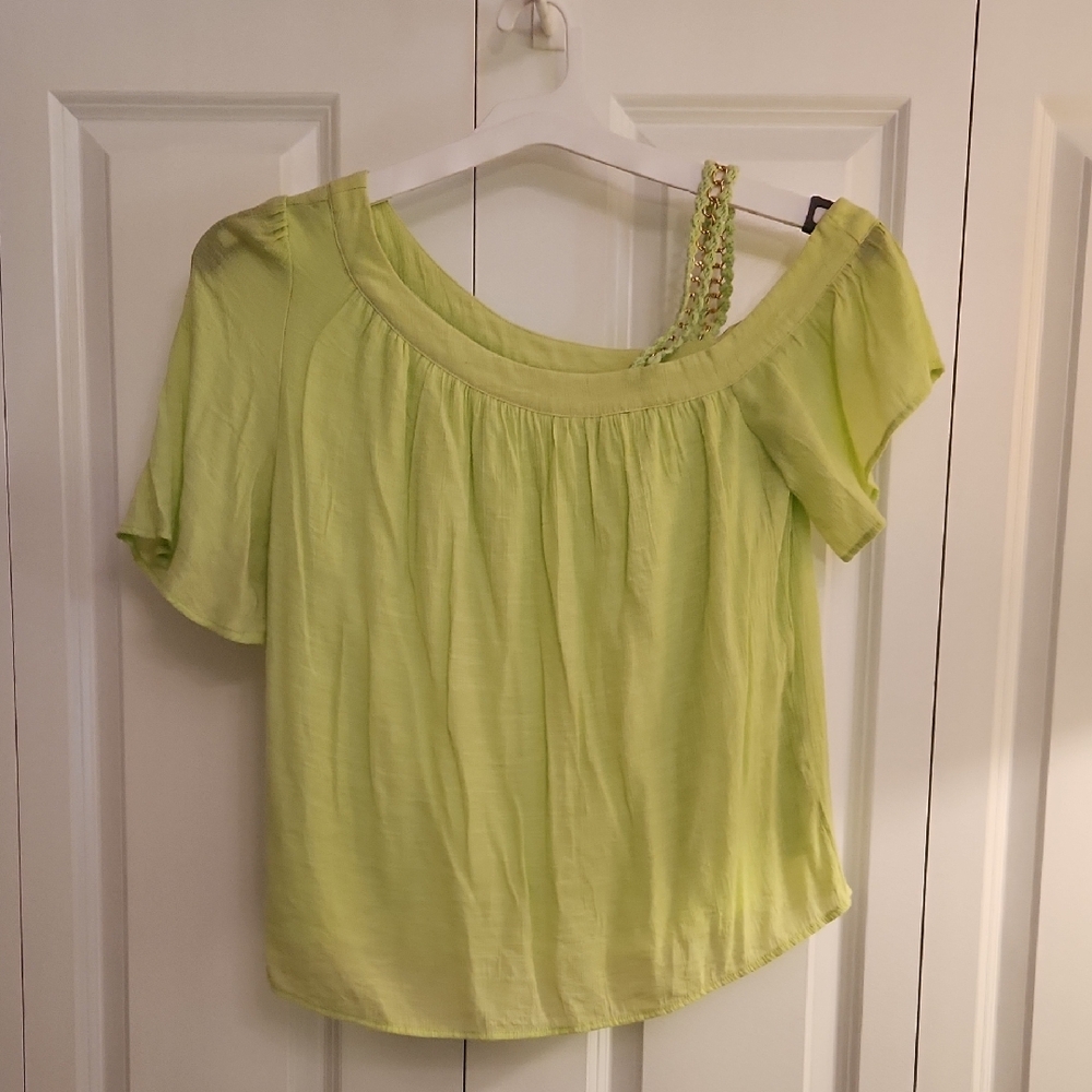 Elegant Lime Off-Shoulder Blouse